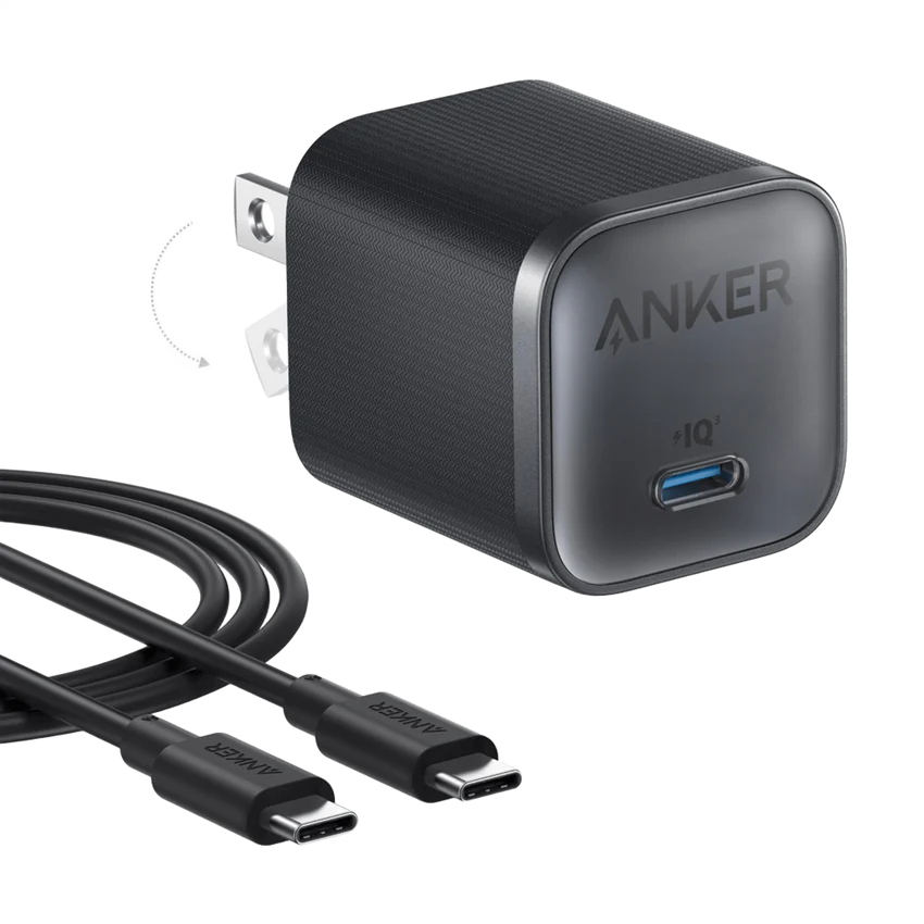 Anker Nano Charger (45W) with USB-C to USB-C Cable and Anker USB-C to USB-C Cable (6 ft, 240W, Upcycled-Braided)