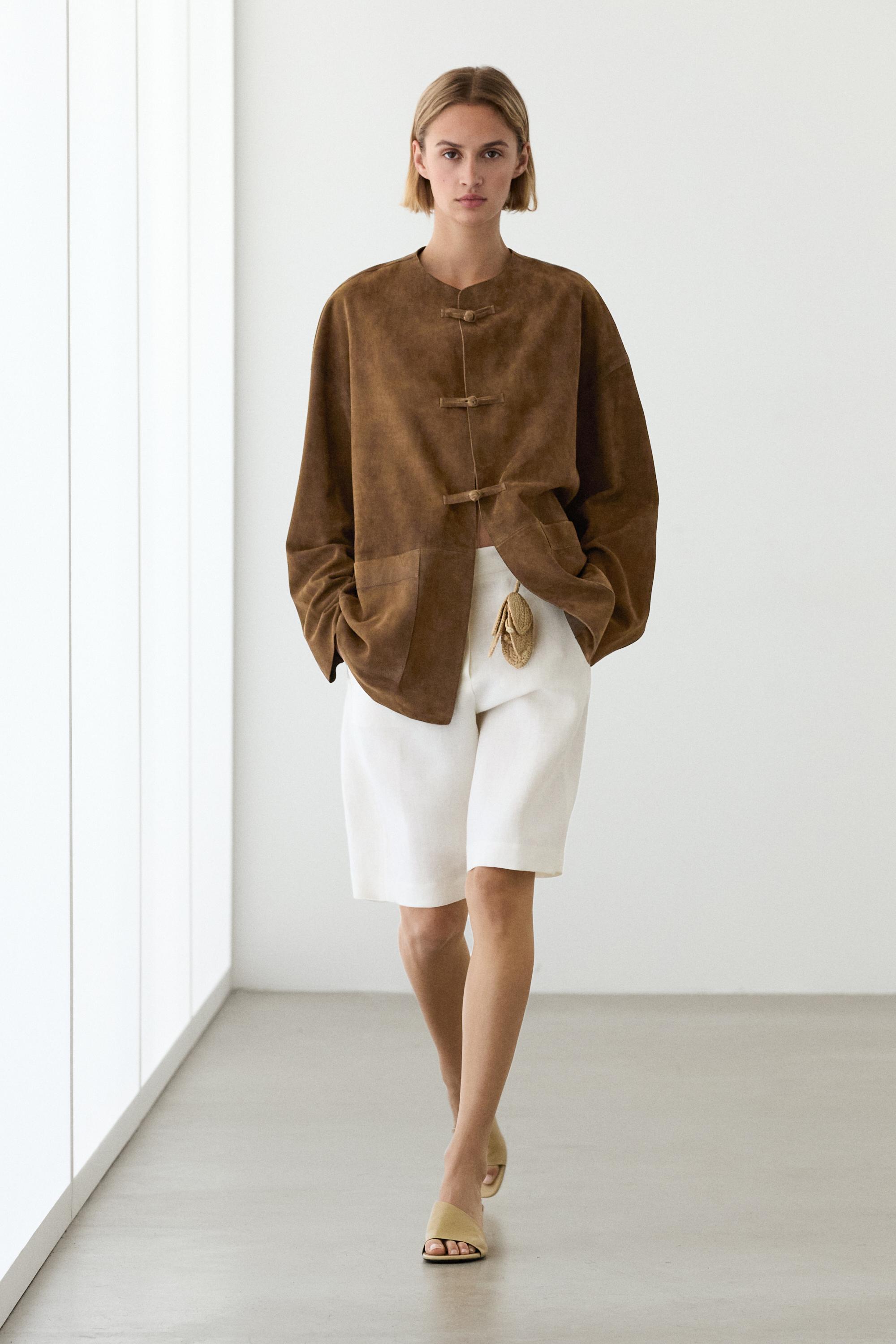 Chaqueta cuello mao piel ante