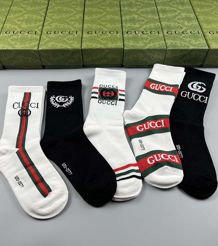 Set of 5 Pairs of Cotton Anti-bacterial Crew Socks WZ-924000187