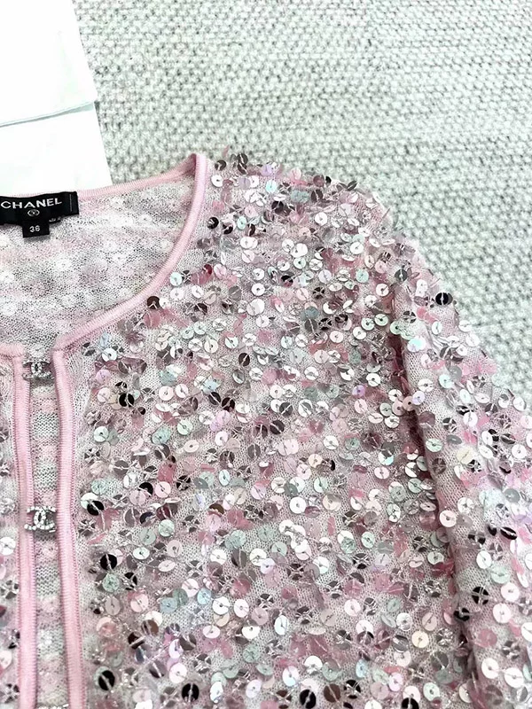Pink Diamond Button Sequin Cardigan MY-93221