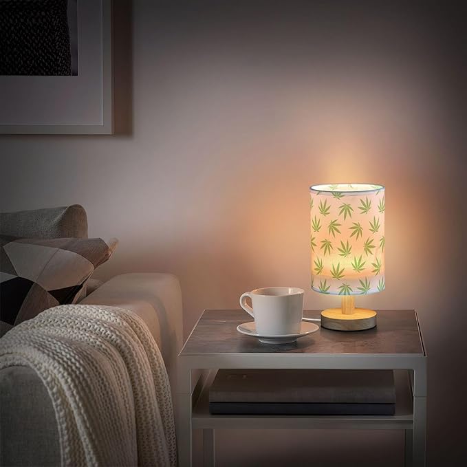 Table Lamp Green Marijuana Leaf Cannabis Weed Leaves on