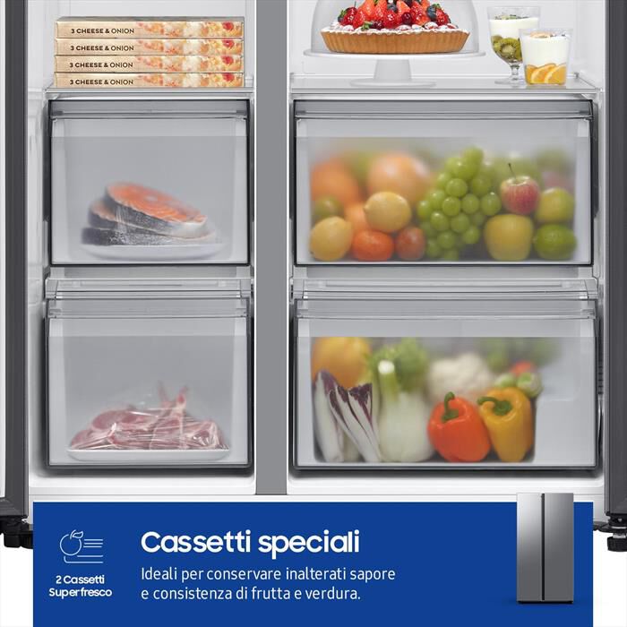 SAMSUNG - Frigorifero side by side RS70F65QDTEF Classe D-Metal Inox