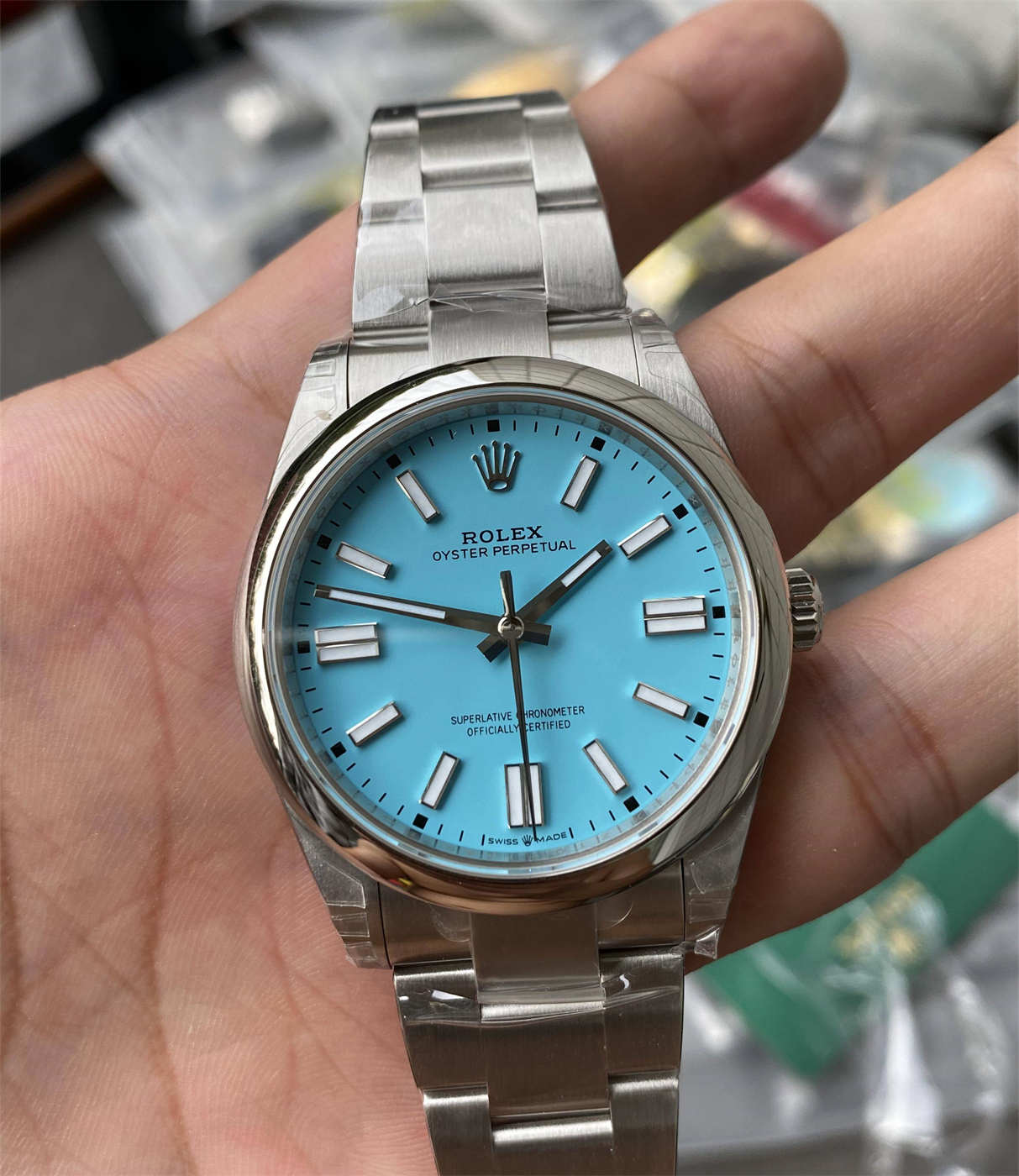 Rolex Oyster Perpetual 41 Tiffany Blue Dial Replica – VS Factory M124300-0006 with Dandong 3230 Movement