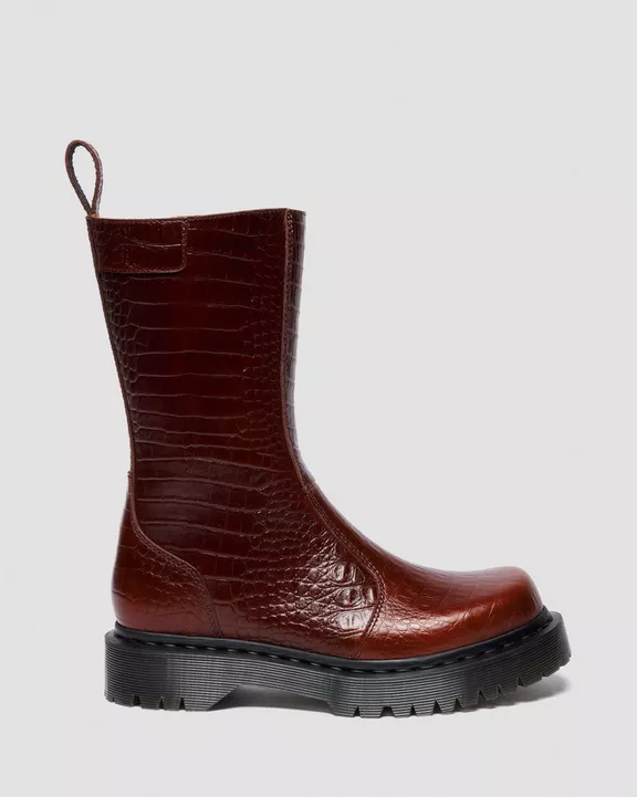 Rejena Croc Emboss Leather Boots
