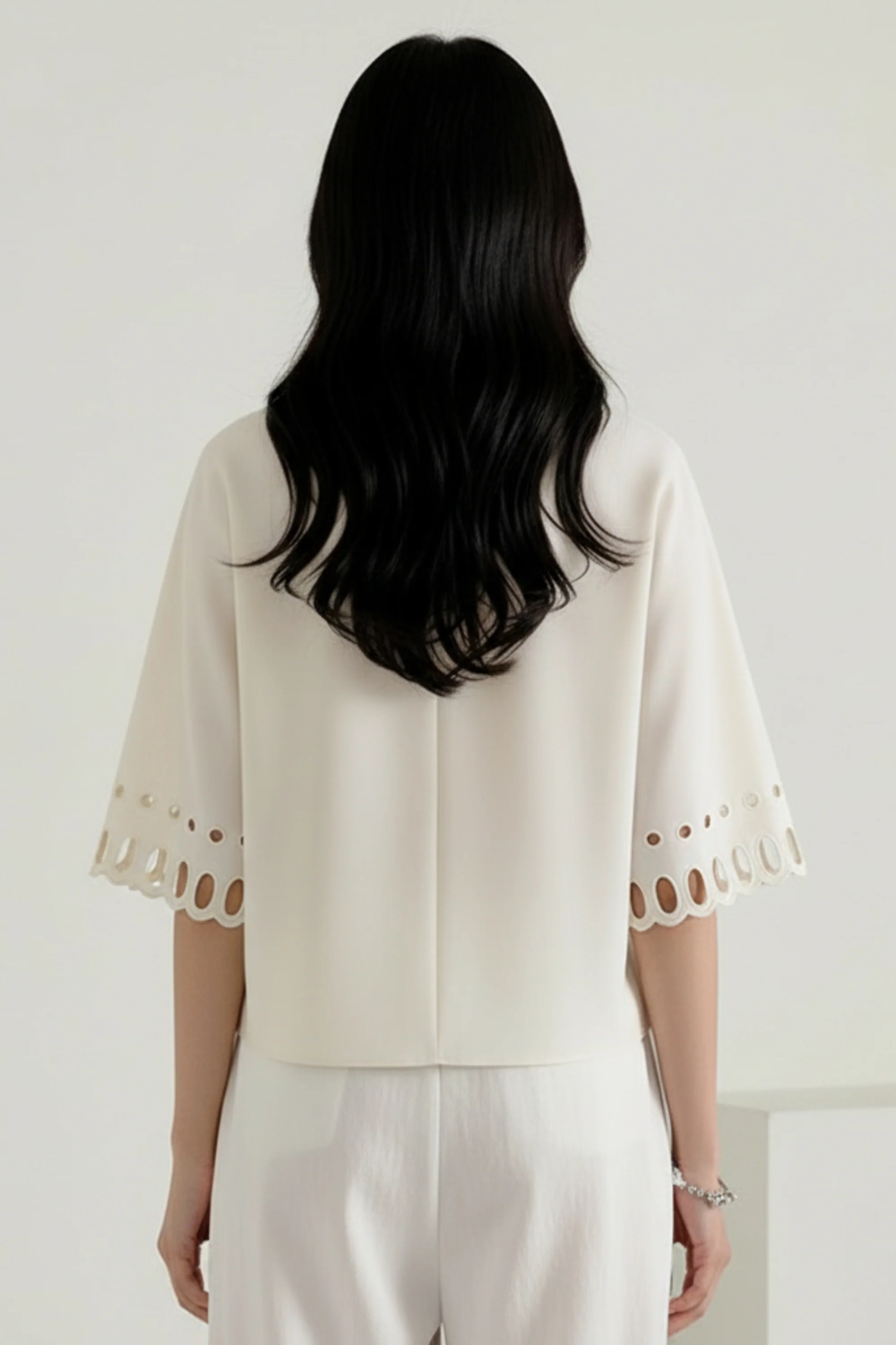 Amara Bonewhite Scalloped Crop Top