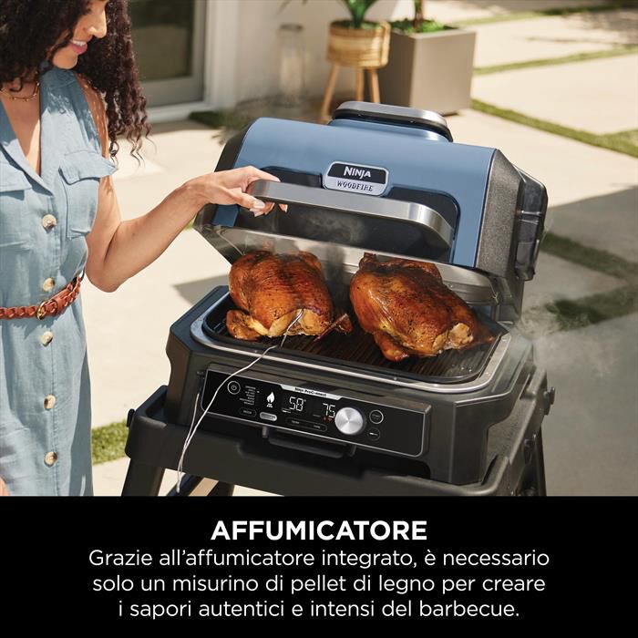 NINJA - Barbecue elettrico Woodfire Pro Connect XL OG901EU-Blu