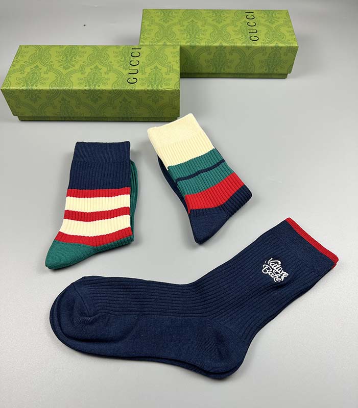 Set of 3 Pairs of Cotton Anti-bacterial Crew Socks WZ-924000186