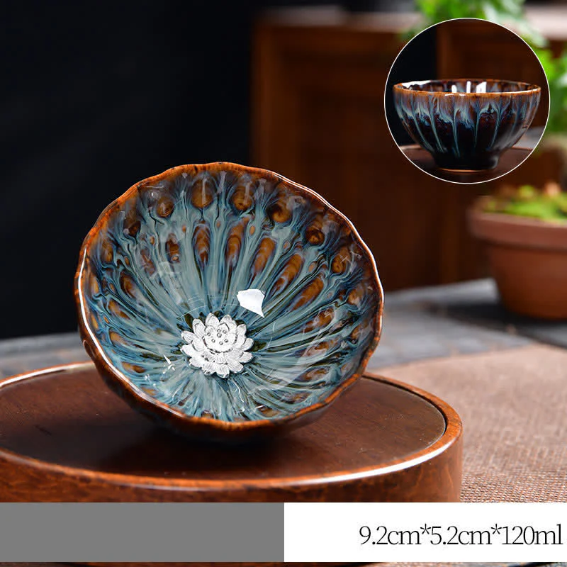 Lotus Peacock Dragon Phoenix Koi Fish Ceramic Teacup Inlaid Tea Cups 120ml