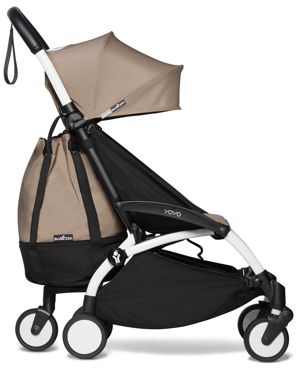 Babyzen YOYO2 Ultra Compact Complete 6+ Stroller & Rolling Bag Bundle - White/Taupe