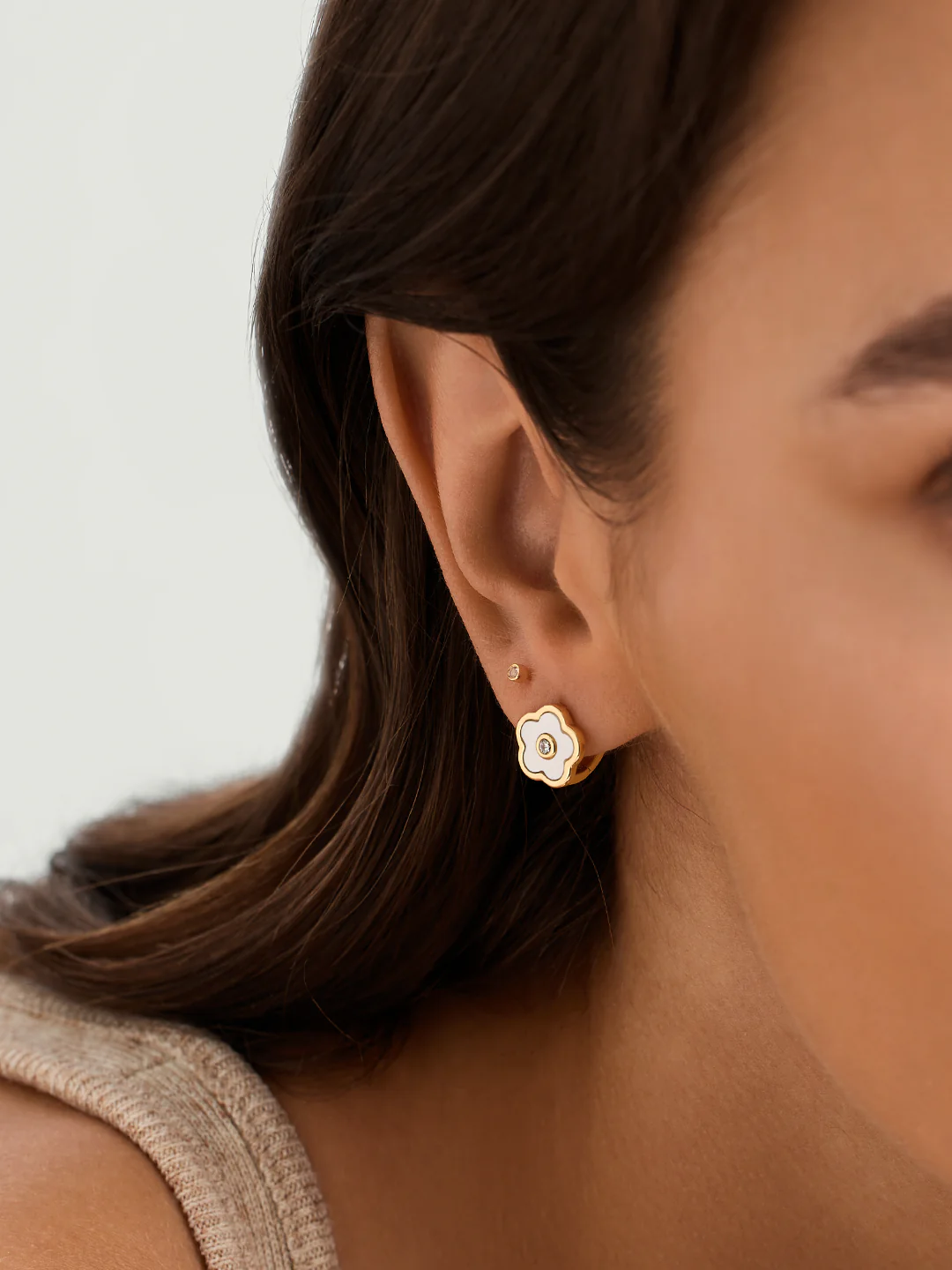 Mother of Pearl Flower Huggies