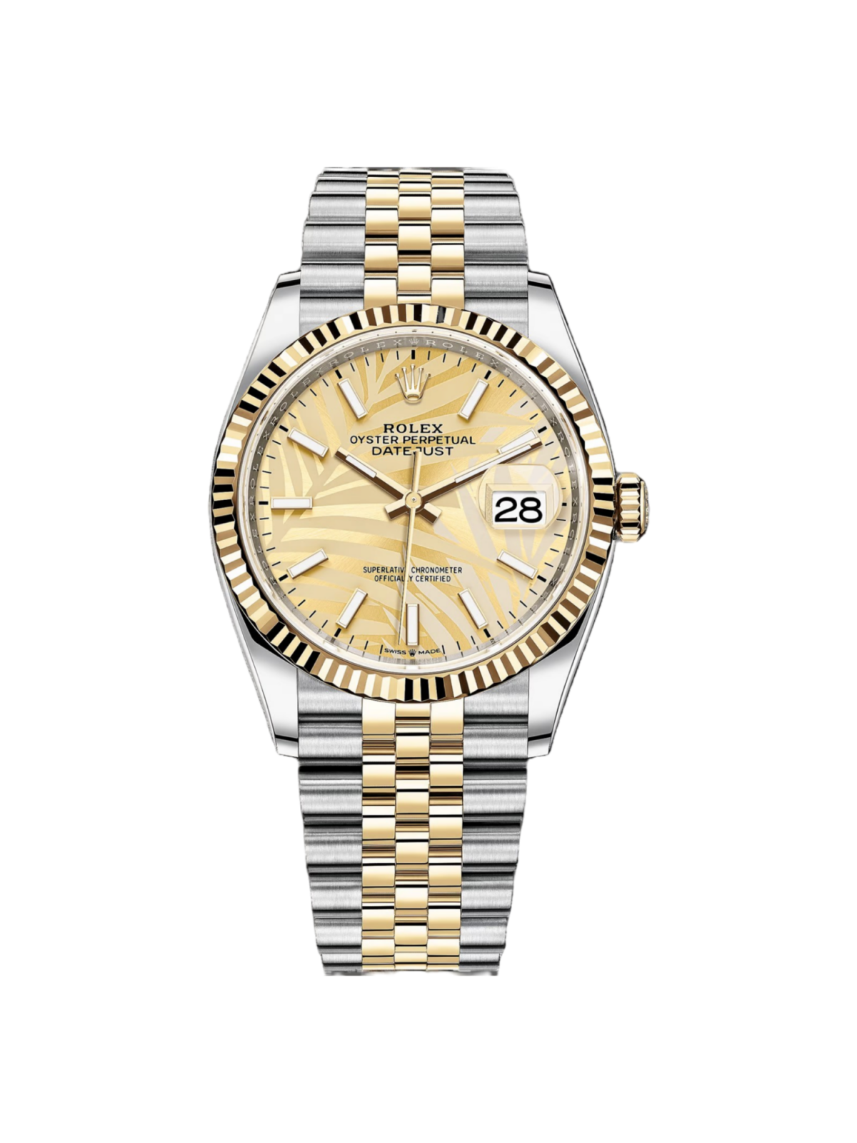 Rolex  Datejust 36mm 126233 Golden Palm Motif Dial Jubilee Bracelet Watch