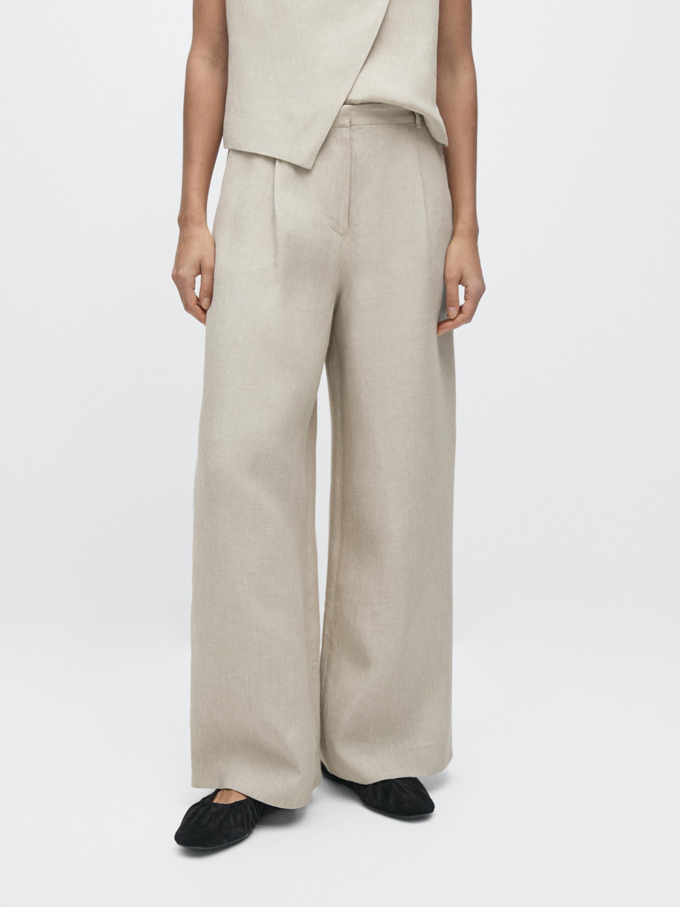 Pantalón capri detalle pinzas lino