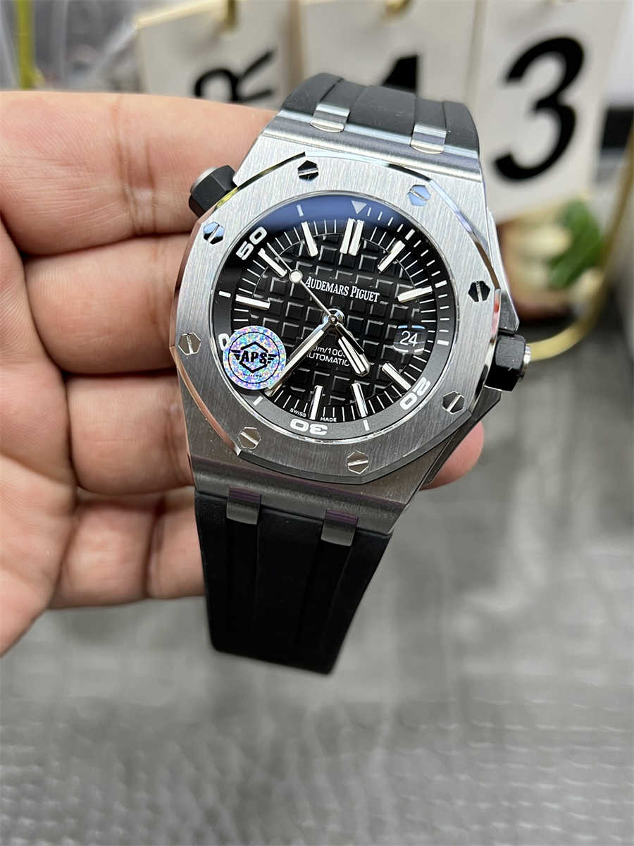 APS Audemars Piguet Royal Oak Offshore Diver 15703ST Replica – 42mm Steel Case, Black Dial, Cal.3120 Automatic Clone