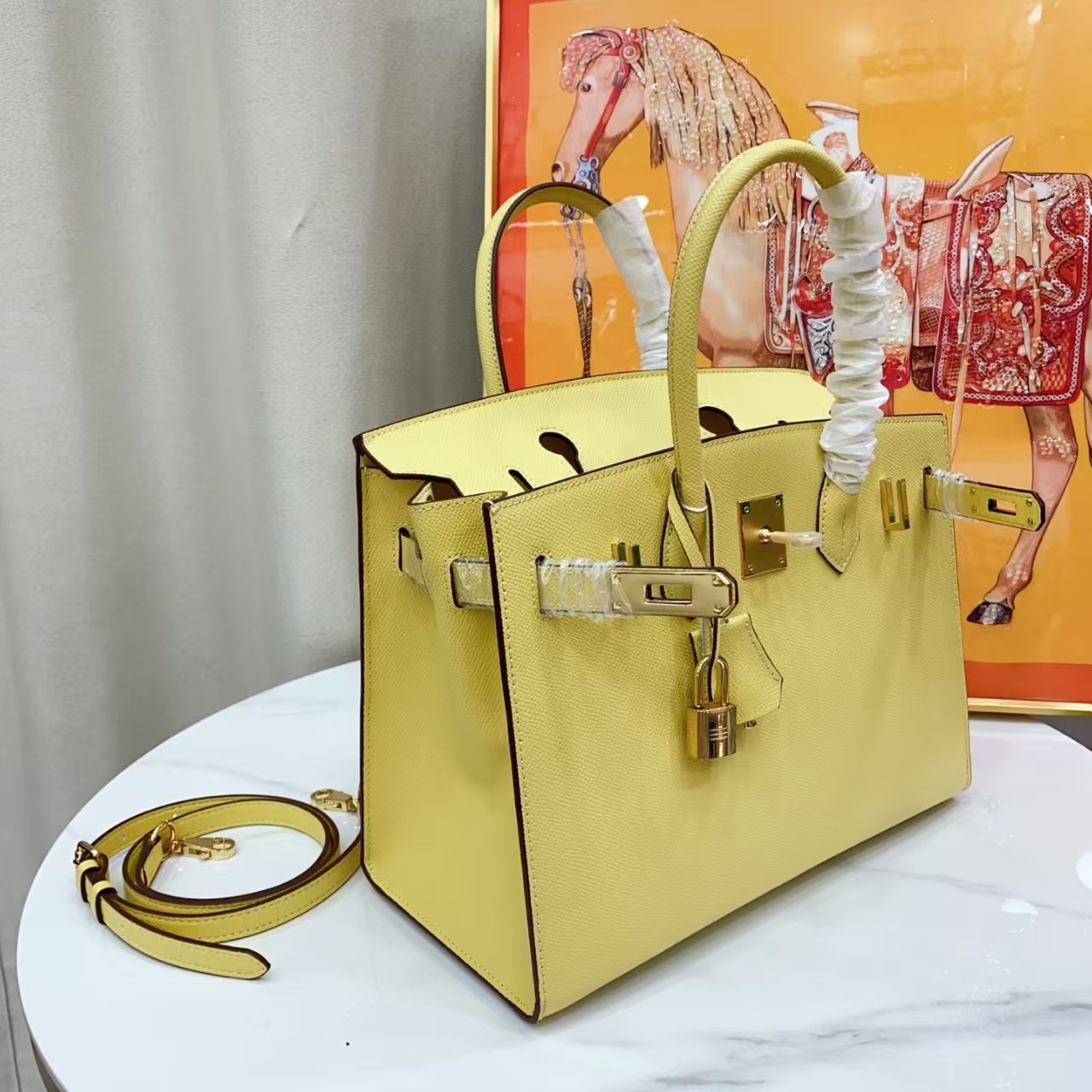 Epsom Birkin Sellier 25 Jaune Milton