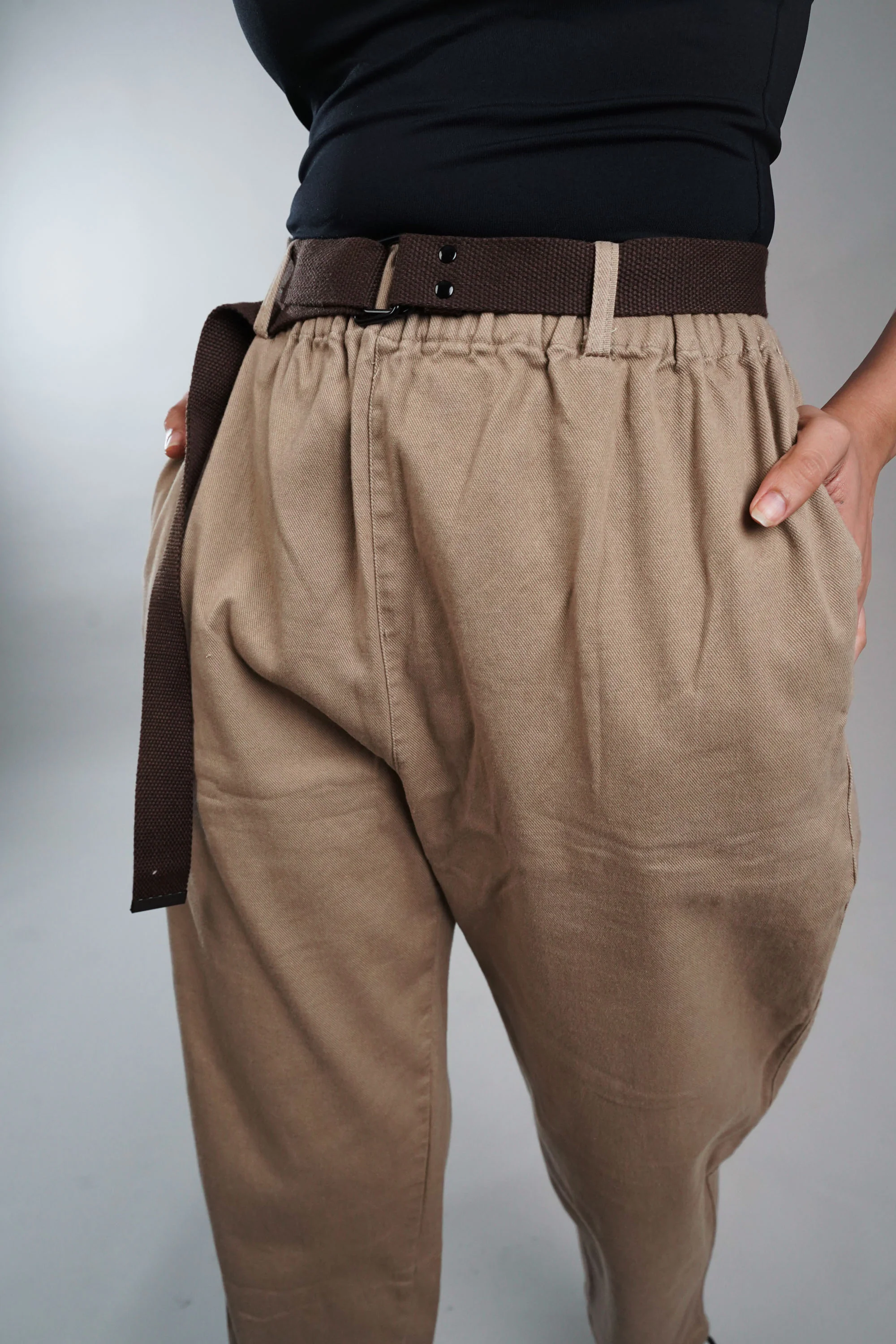 Belted Tanned Straight Trouser