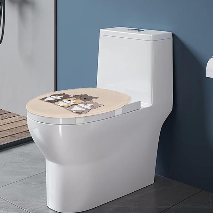 BATHLOOP Lovely Cats Toilet Lid Covers Elongated Toilet Seat Lid Cover Universal Toilet Seat Cover