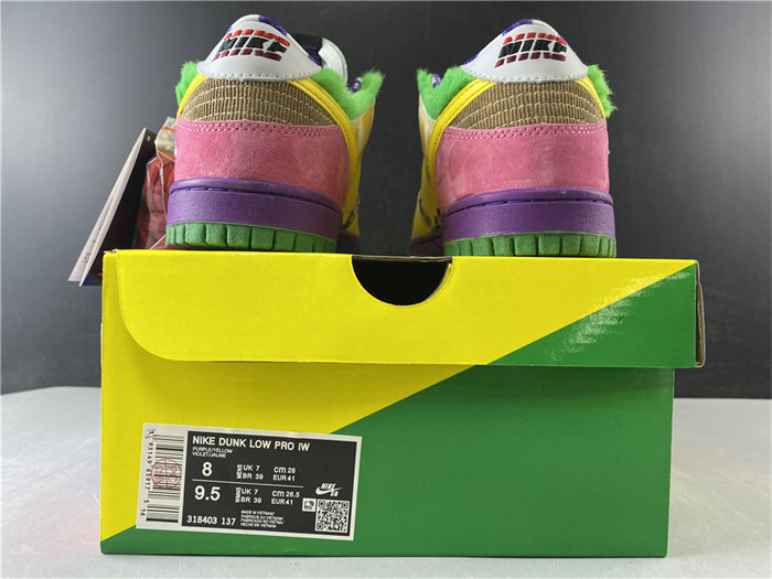 NK SB DUNK LOW PRO IW PURPLE/YELLOW-VIOLET-PINK 318403-137