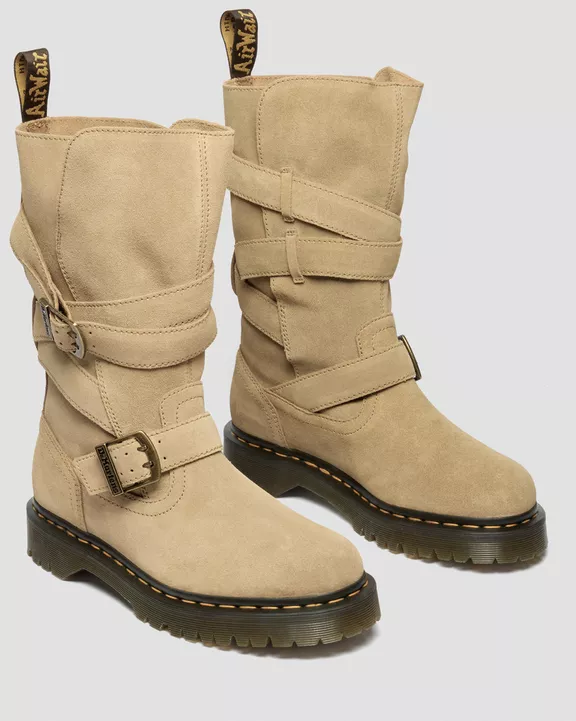 Anistone Two Strap Suede Biker Boots