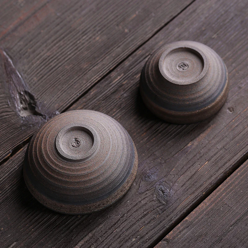 Simple Brown Striped Texture Ceramic Teacup Kung Fu Tea Cup Bowl