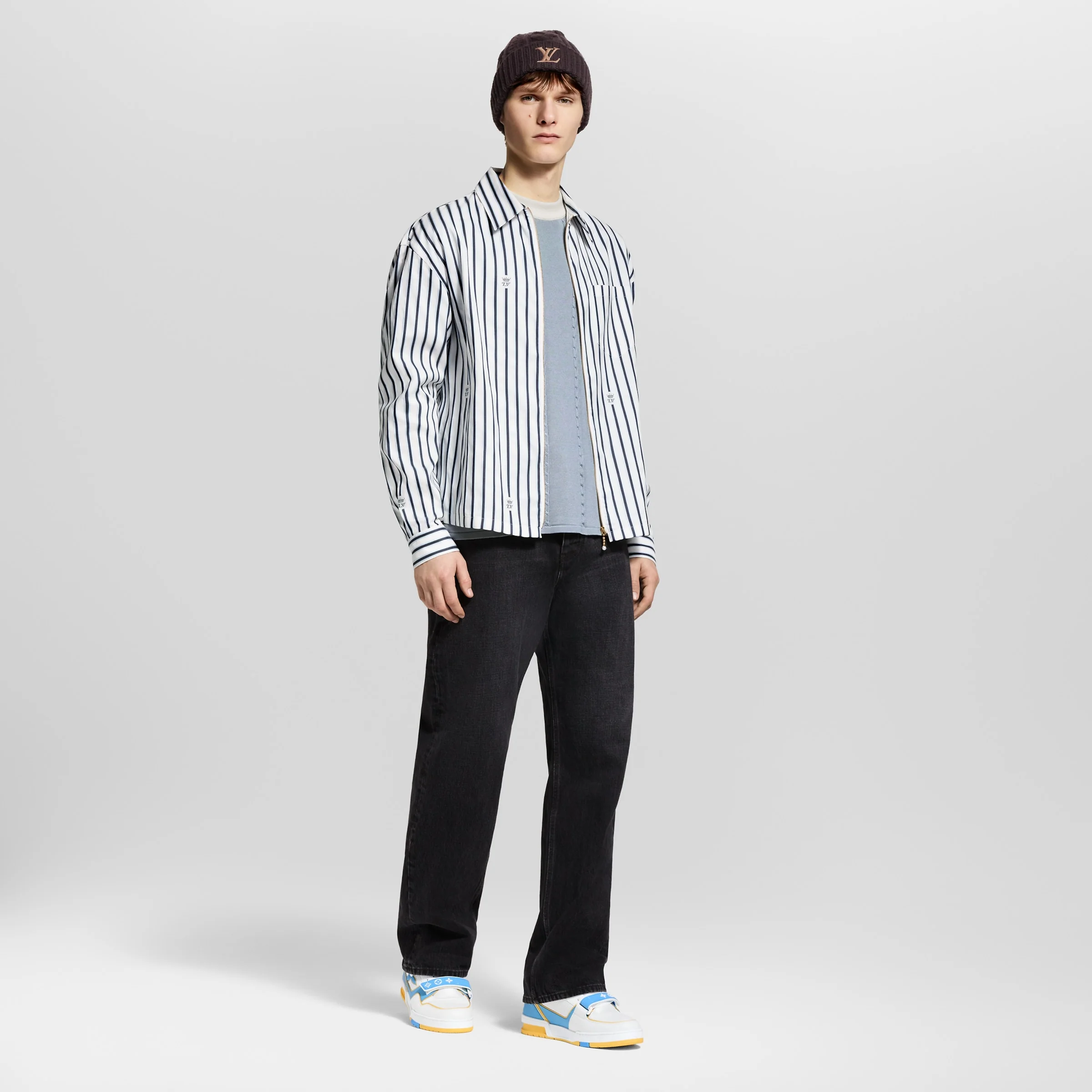 L.V  Trainer Blue Velcro Strap Sneaker