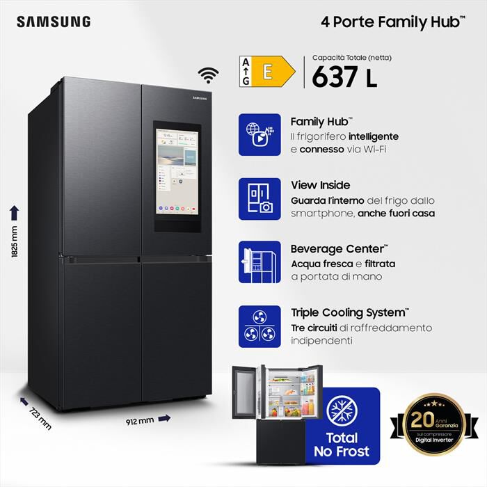 SAMSUNG - Frigorifero 4 porte RF65DG9H0EB1EF Classe E 637 lt-Antracite