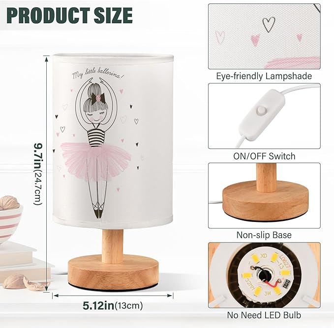 Table Lamp Cute Ballerina Girl Princess Dancing Ballet
