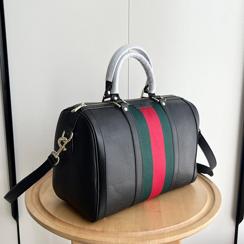 13.0″x8.7″x7.1″ Black Leather Travel bag with Strap BB-921287