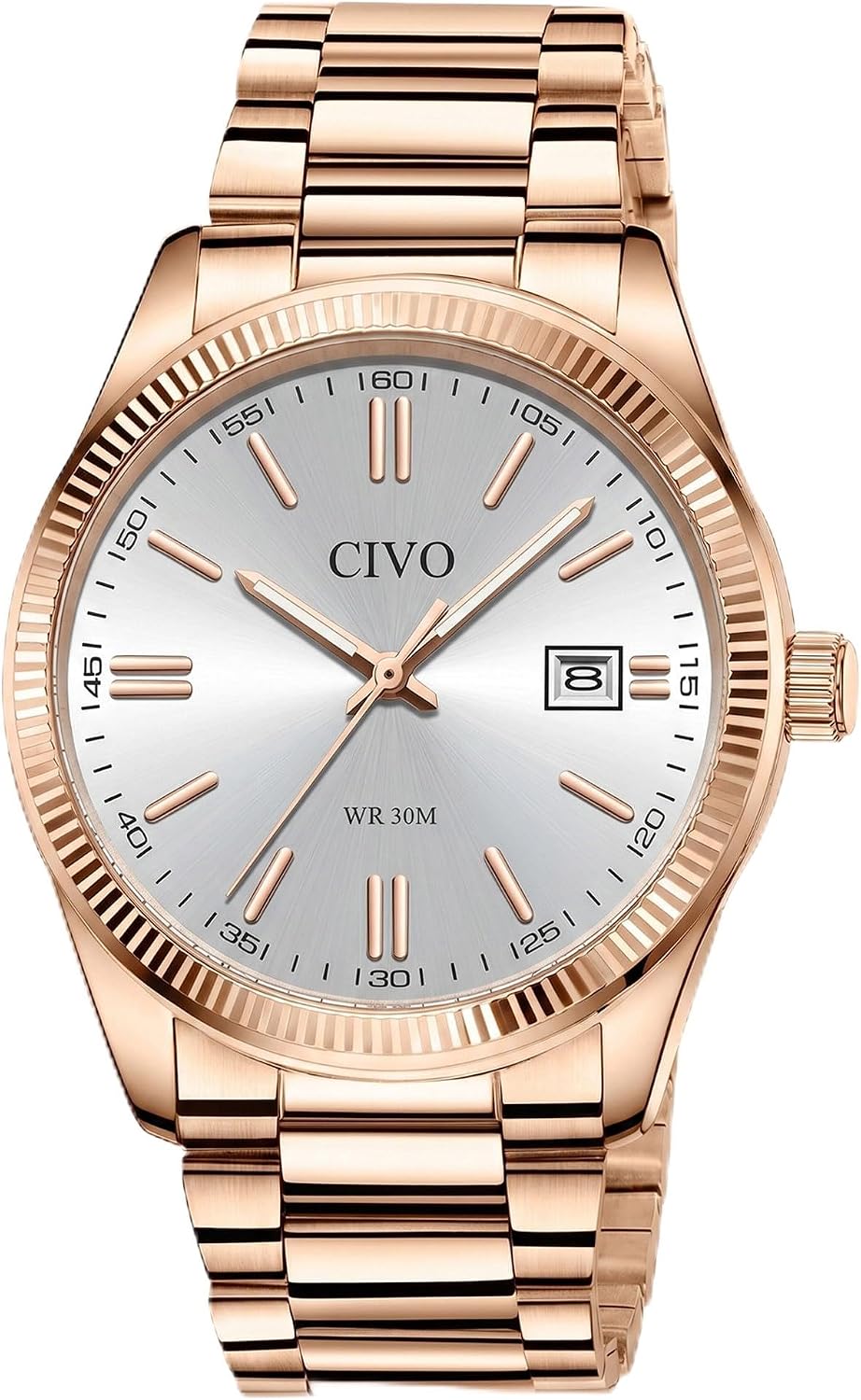 CIVO Analog Mens Watches Silver: Wrist Watches with Date Easy to Read | Dress Stainless Steel Watch for Men, Gifts for Husband Father at Birthday Anniversary