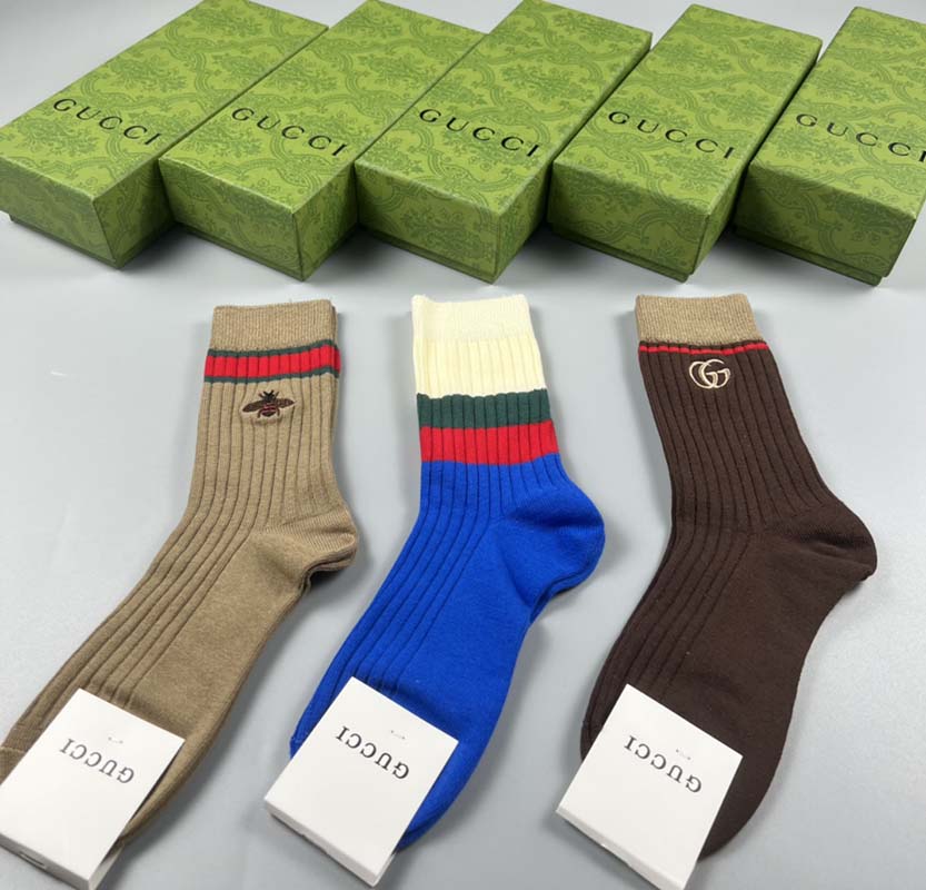 Set of 3 Pairs of Cotton Anti-bacterial Crew Socks WZ-924000158