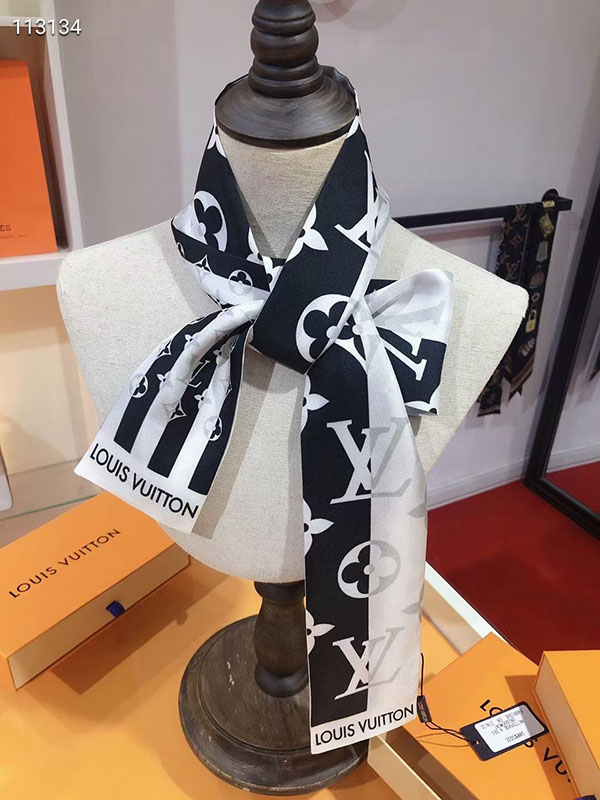 120x8cm Long Pinstripe Embroidery Handbag Ribbon Scarf Neck Bow WJ-987036