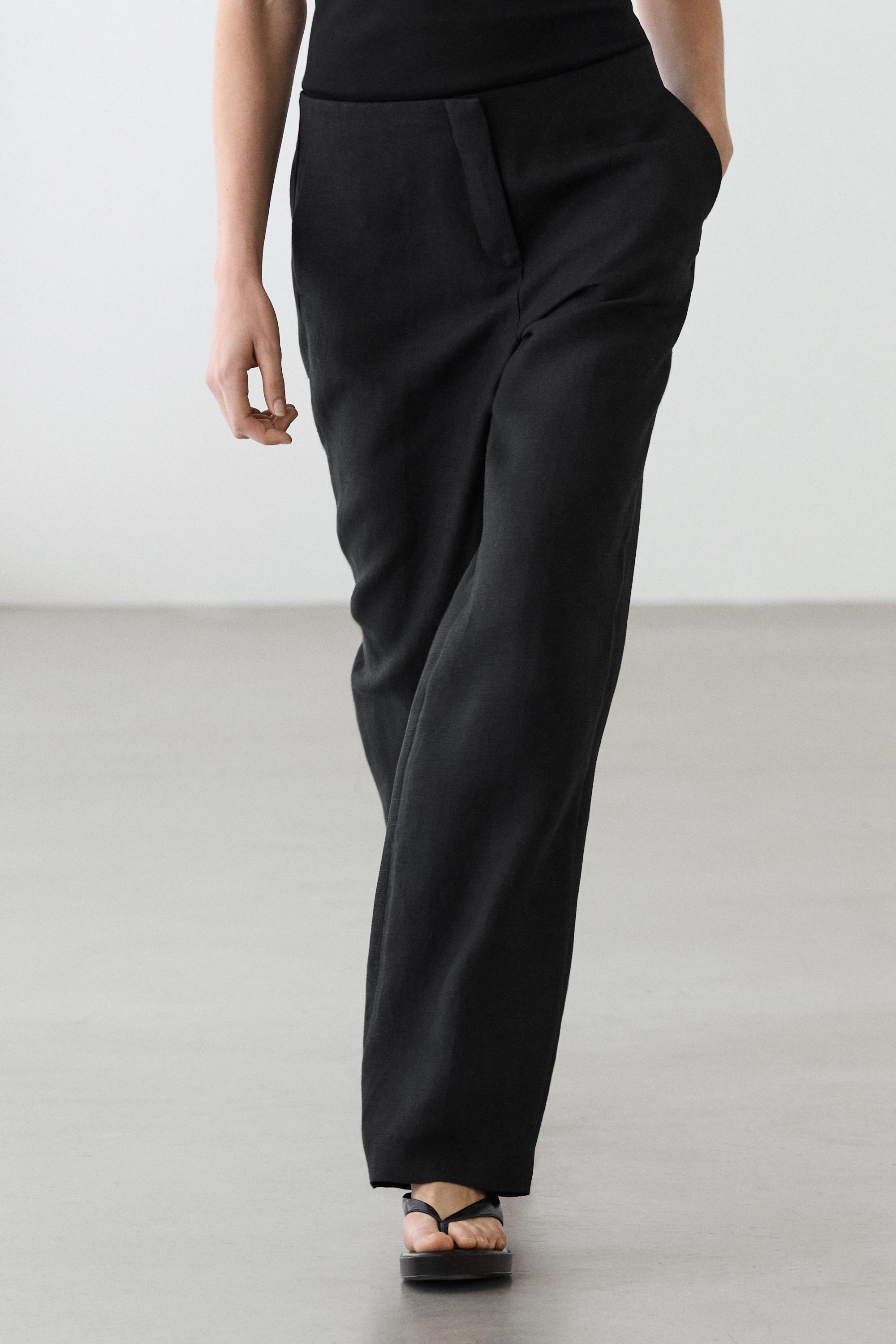 Pantalón fluido recto lino