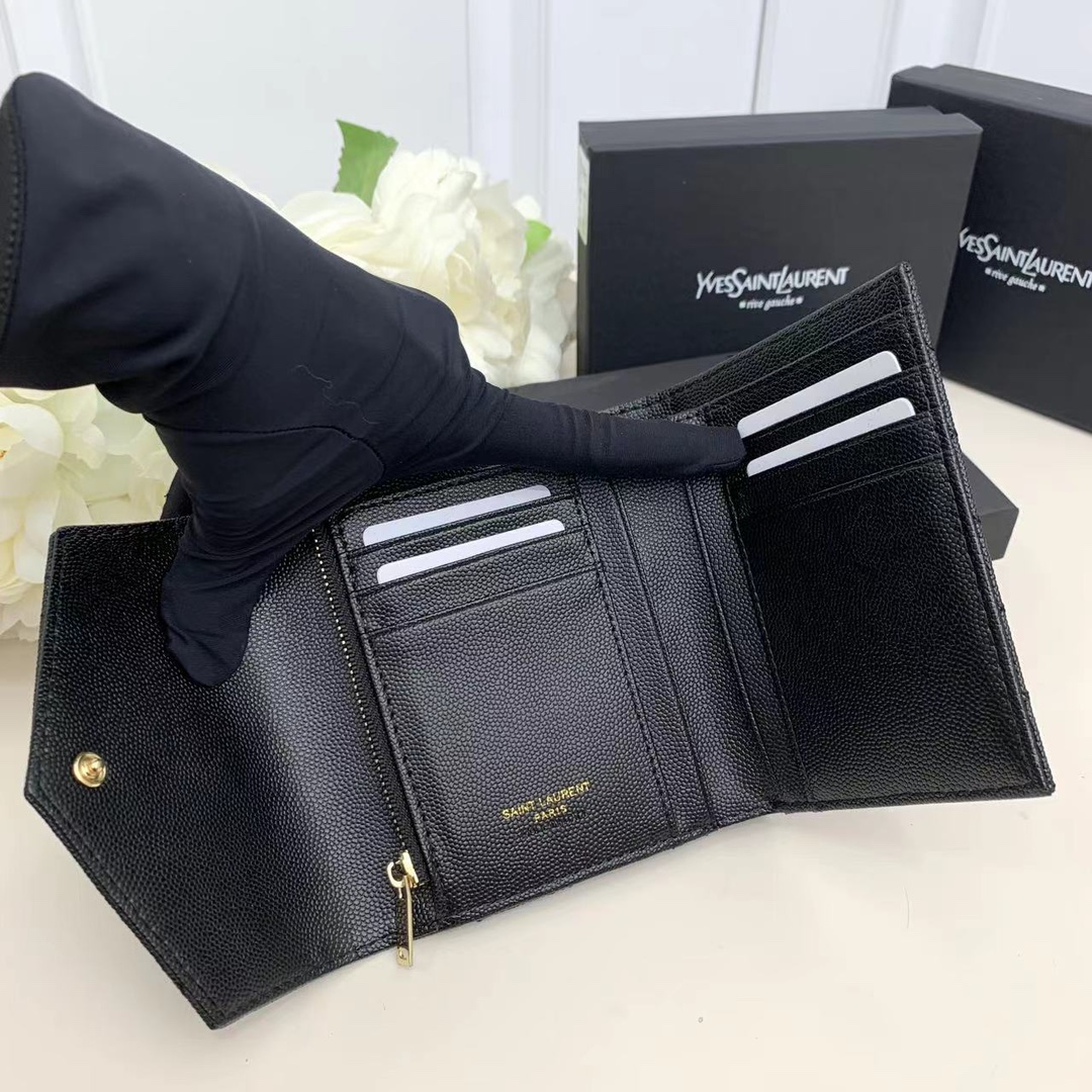 Fashion 4.9″x3.9″x1.0″ Black Leather Wallet QB-927016