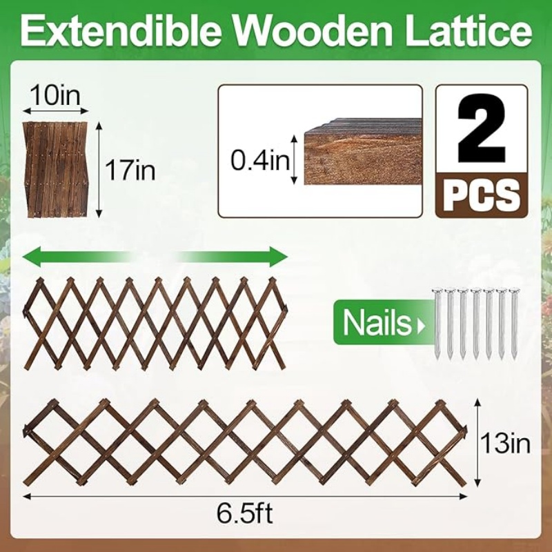 GREENFOLD Pack of 2 Extra Thick Wooden Wall Trellis