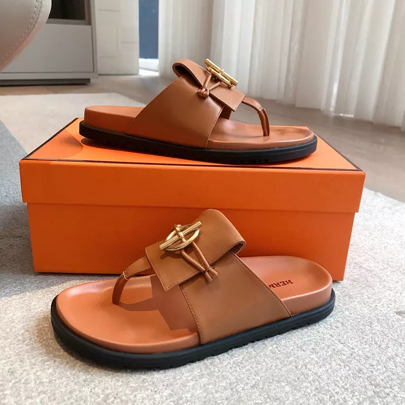 Fashion High Quality Real Leather Non-slip Slippers LX-872311