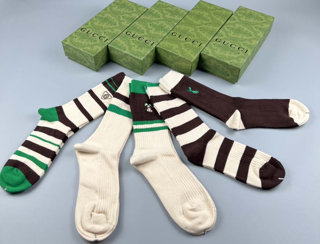 Set of 5 Pairs of Cotton Anti-bacterial Crew Socks WZ-924000174