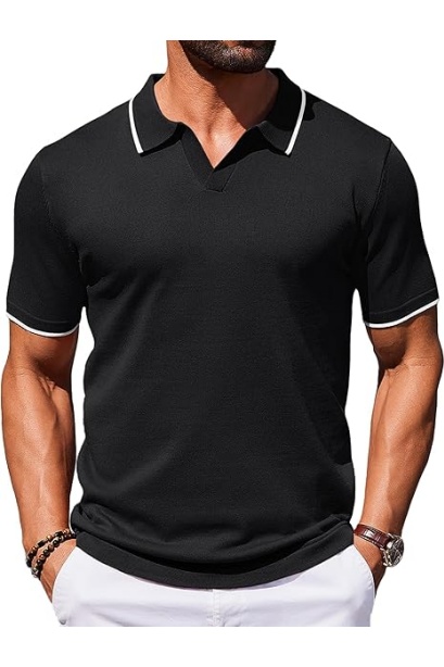 Mens Polo Shirts Short Sleeve Casual Knit