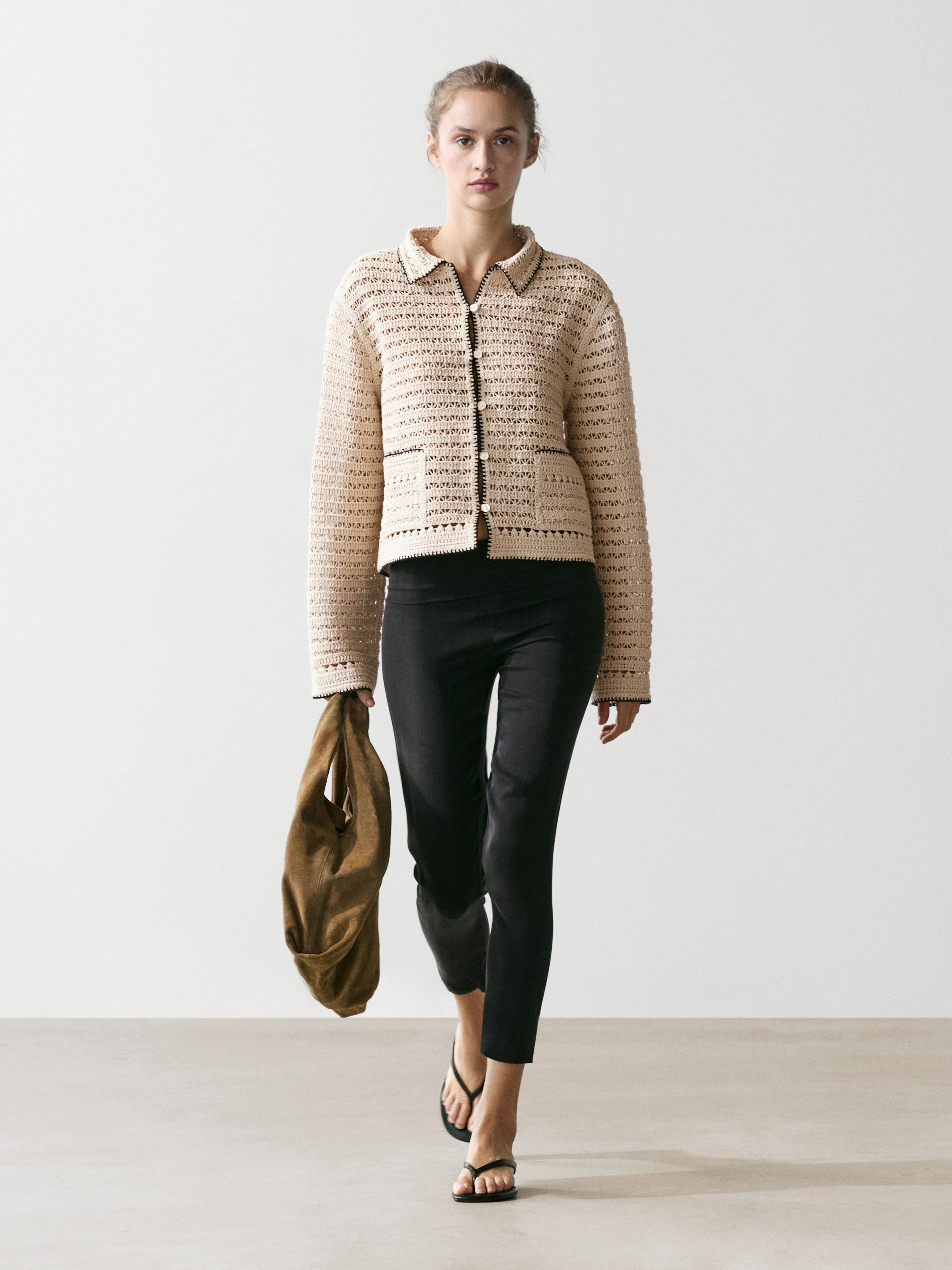 Chaqueta punto crochet contraste