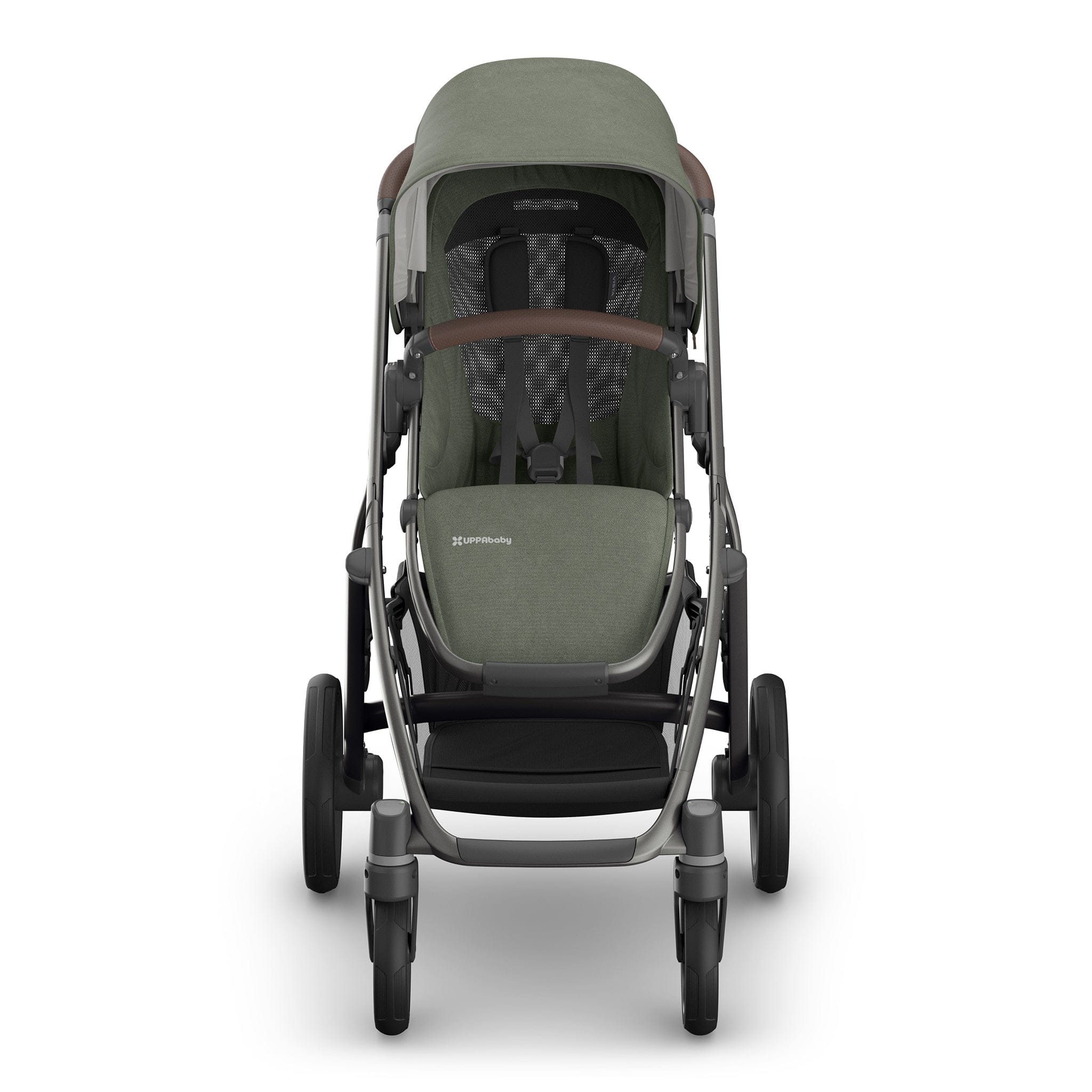 UPPAbaby Vista V3 Single-to-Double Stroller - Evelyn (Meadow Green / Graphite Frame / Chestnut Leather)