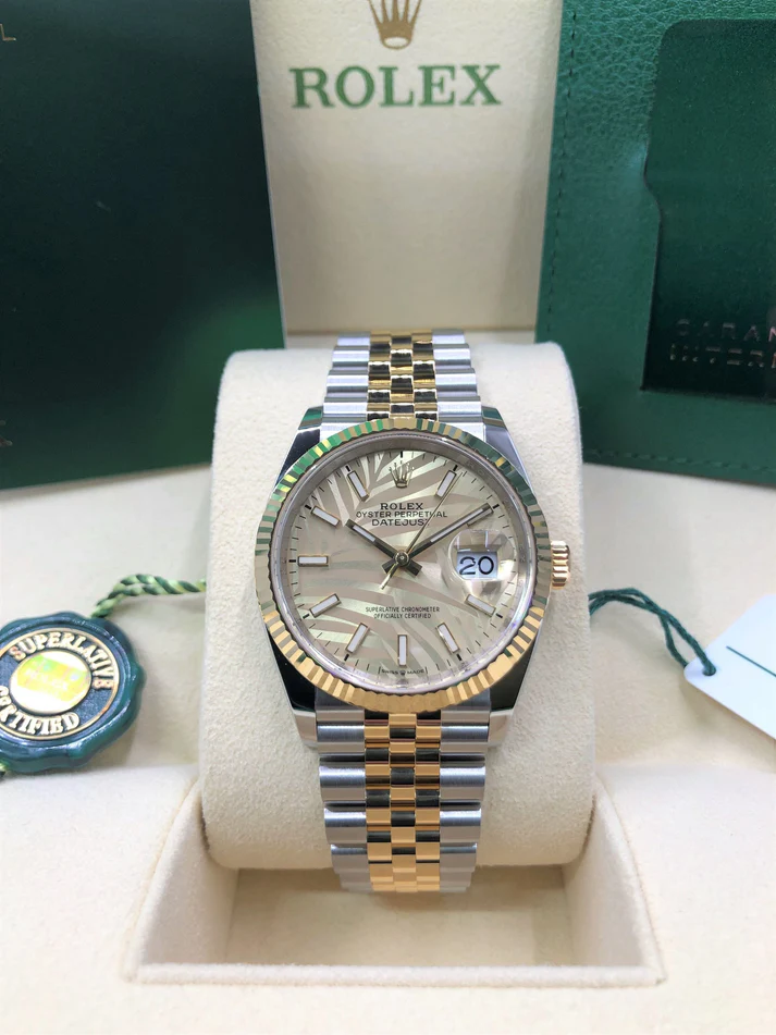 【Super Clone】RLX  Datejust 36mm 126233-0037 Golden Palm Motif 36mm Dial Jubilee Bracelet Watch