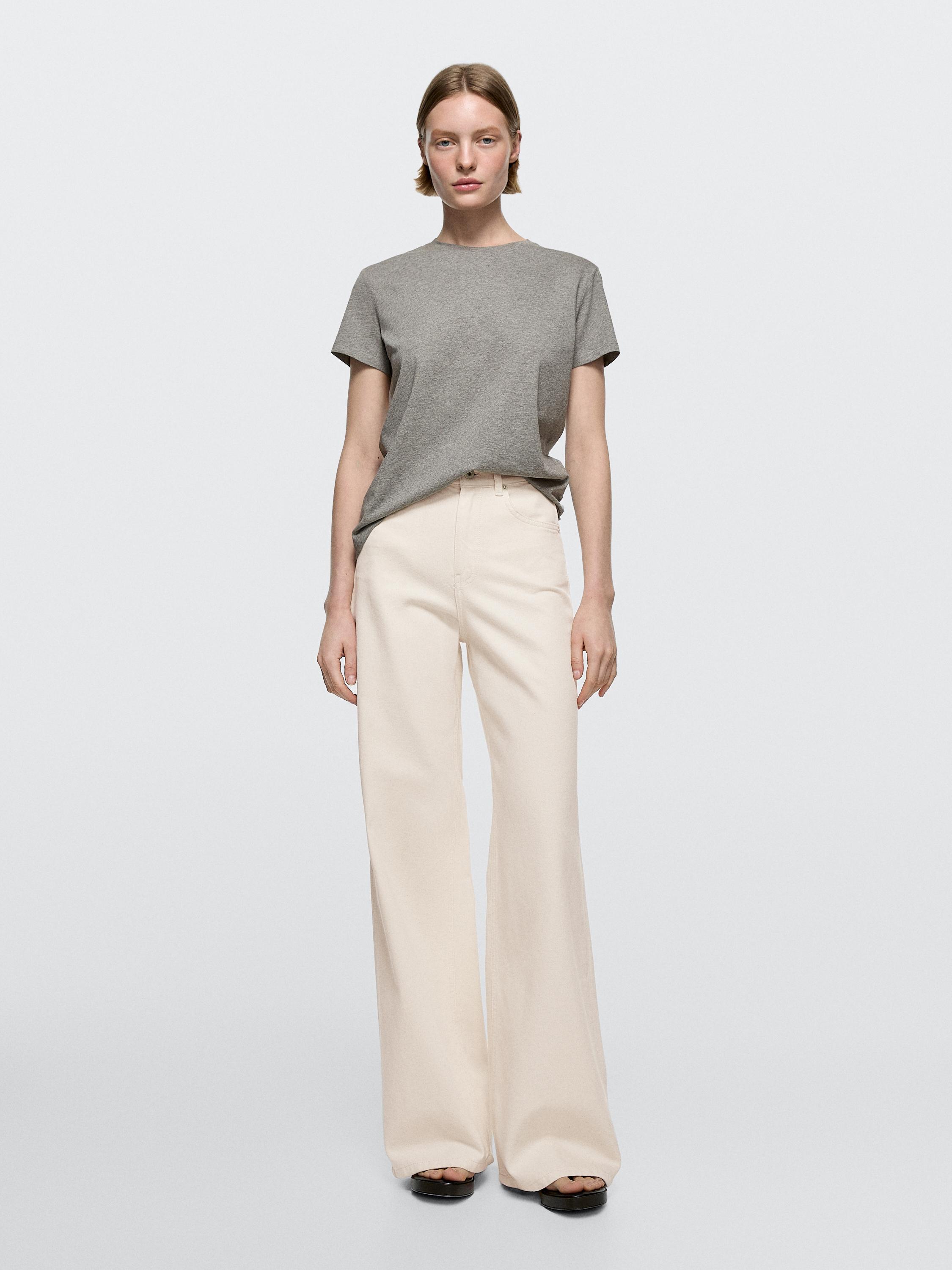 Jeans wide leg tiro alto