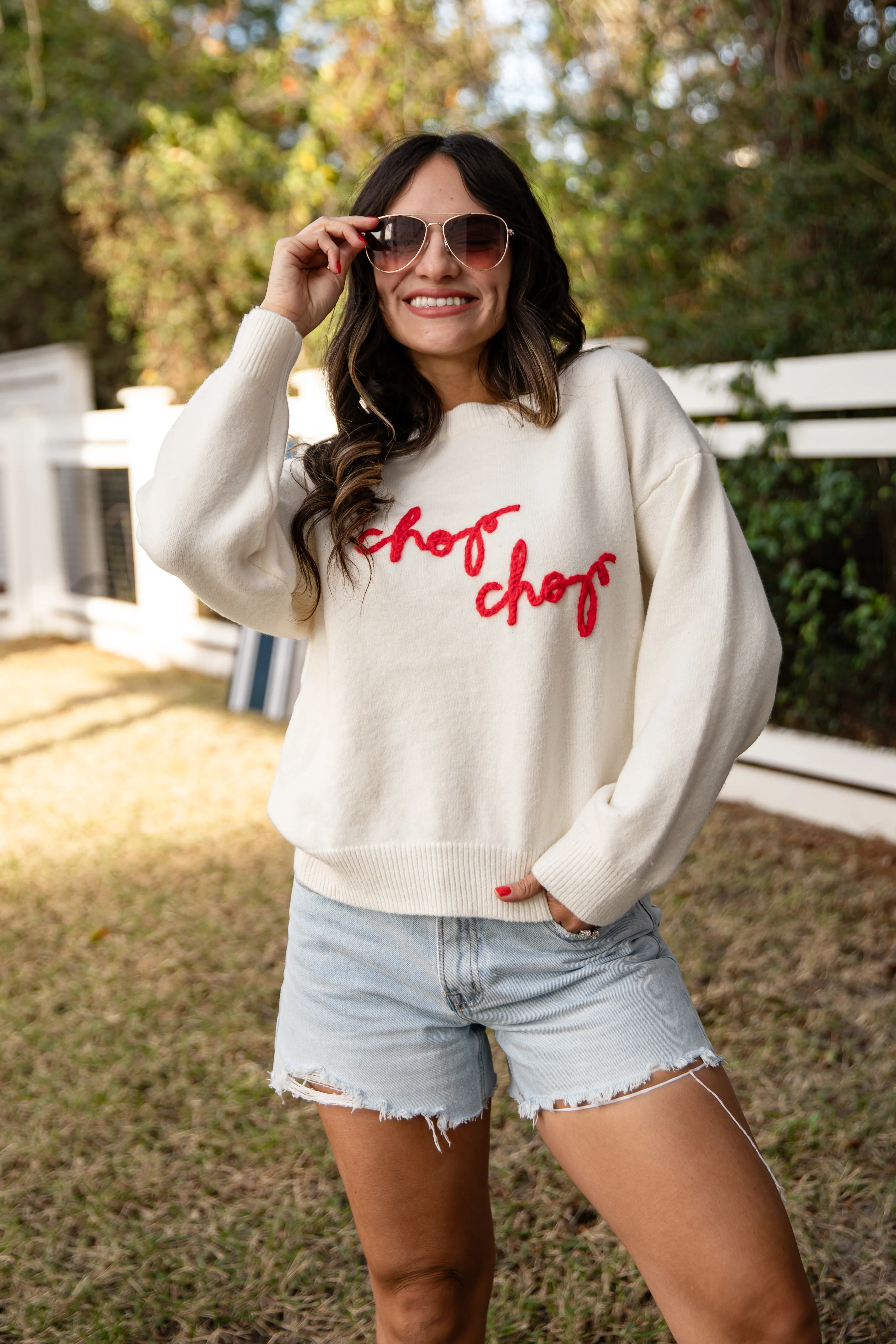 Chop Chop Script Ivory Sweater