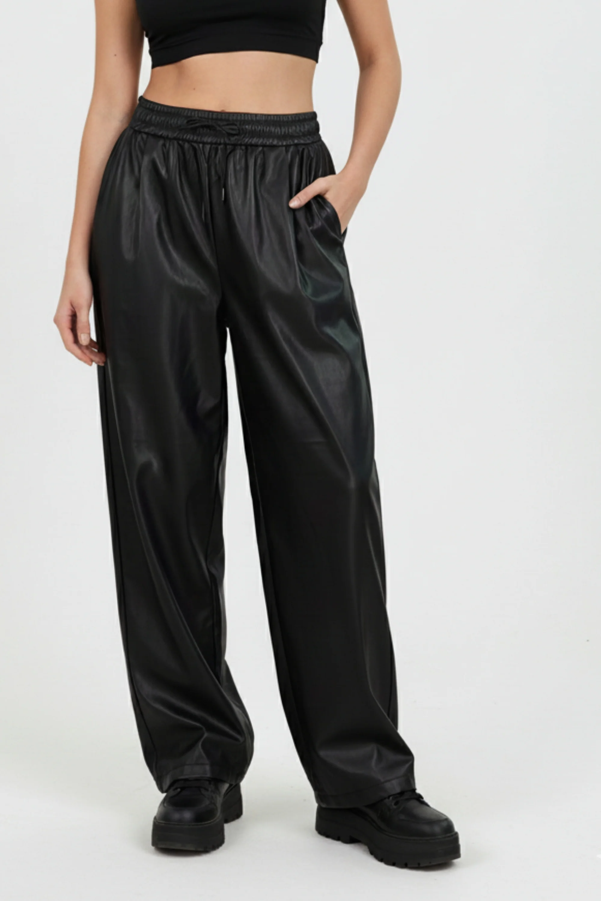 Edgy Black Faux Leather pants
