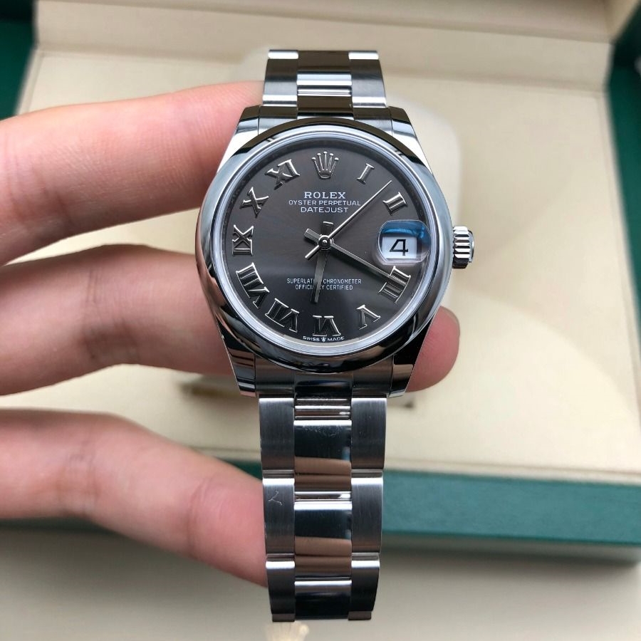 【Super Clone】RLX Datejust m278240-0015/0016 31mm  Dark Grey Roman Domed Bezel Oyster Oystersteel