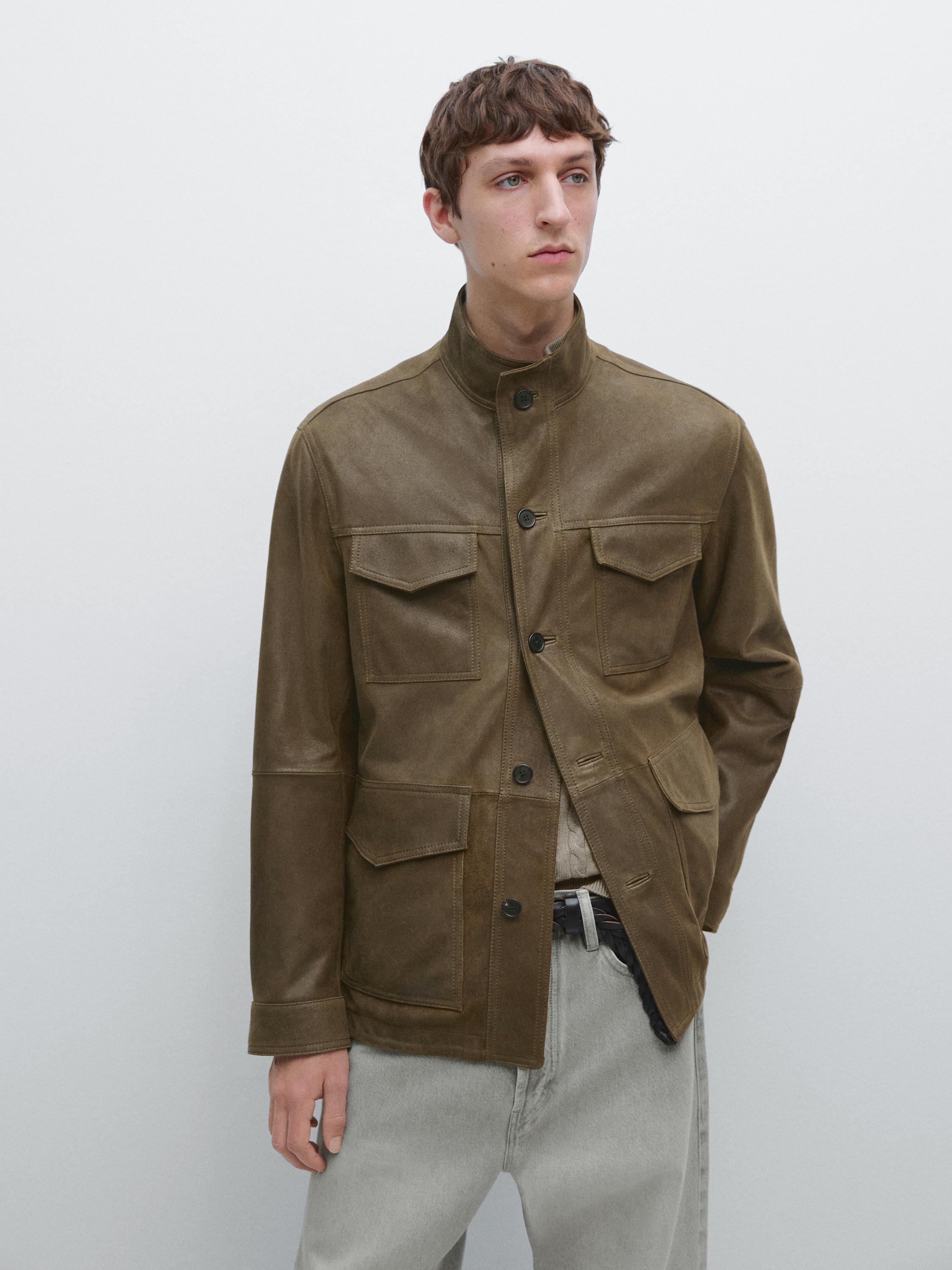 Chaqueta piel caprina efecto desgastado