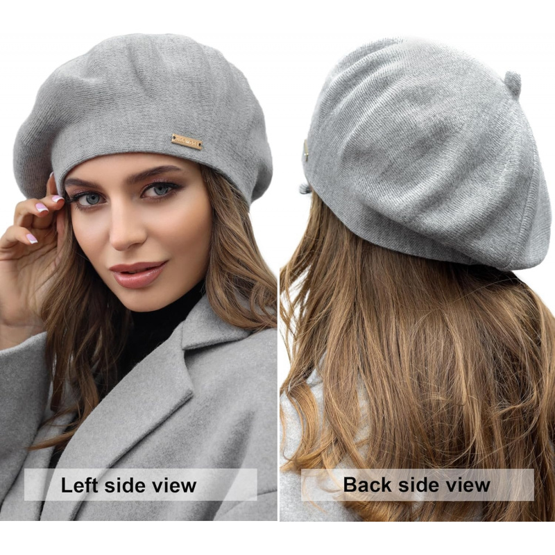 Beret - Warm Lined Wool Angora Knit Berets