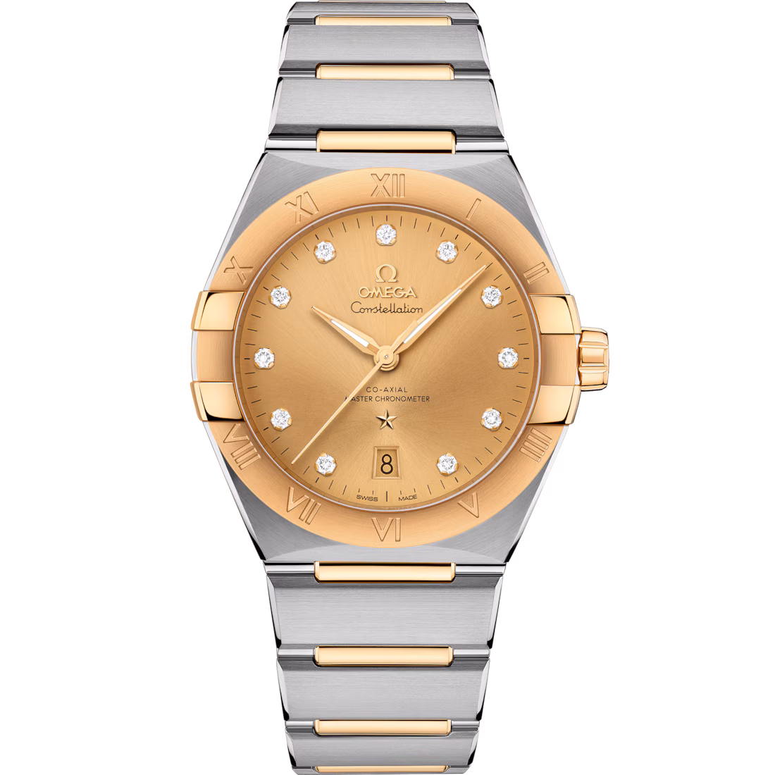 Omega Constellation 39mm Yellow Dial with Diamonds Stainless Steel and Sedna™ 18k Yellow Gold Bracelet 131.20.39.20.58.001