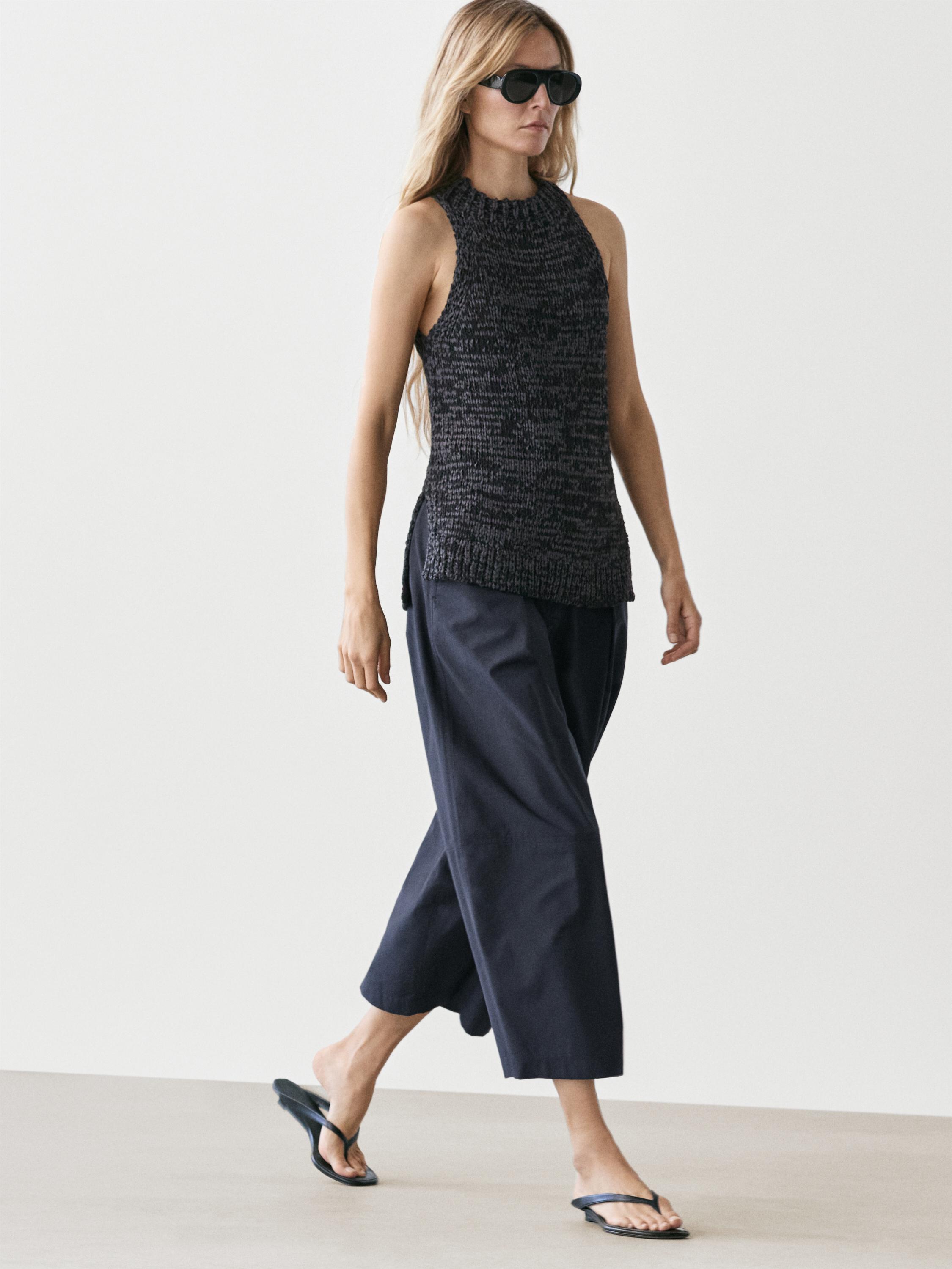Pantalón ancho mezcla algodón