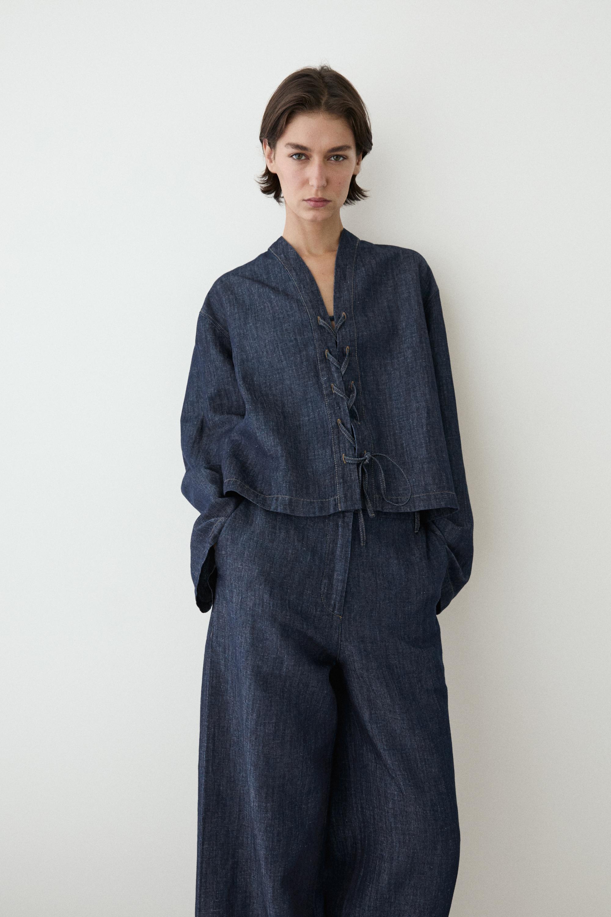 Camisa denim con lino total look