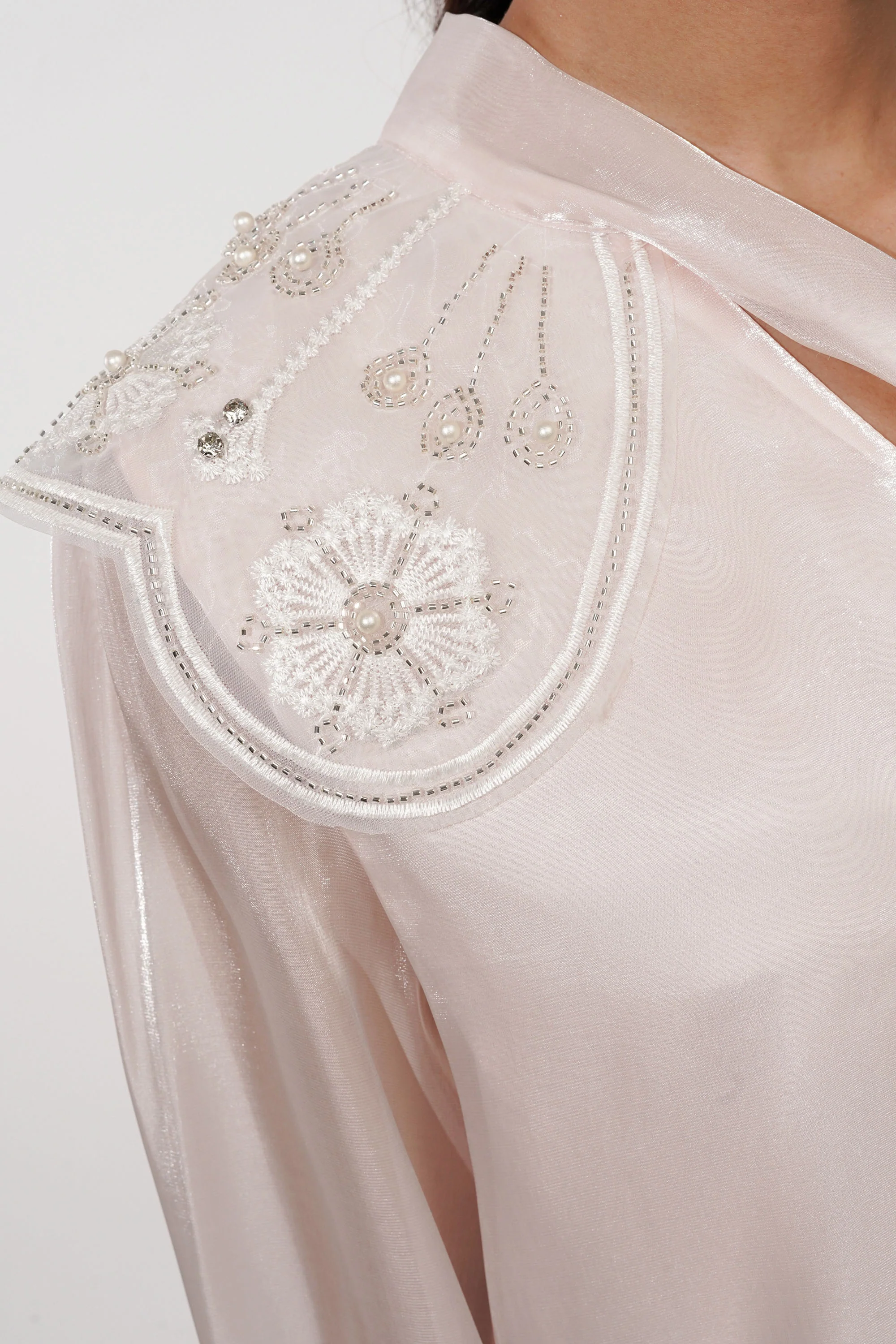Baby Pink Bertha Pearl Top