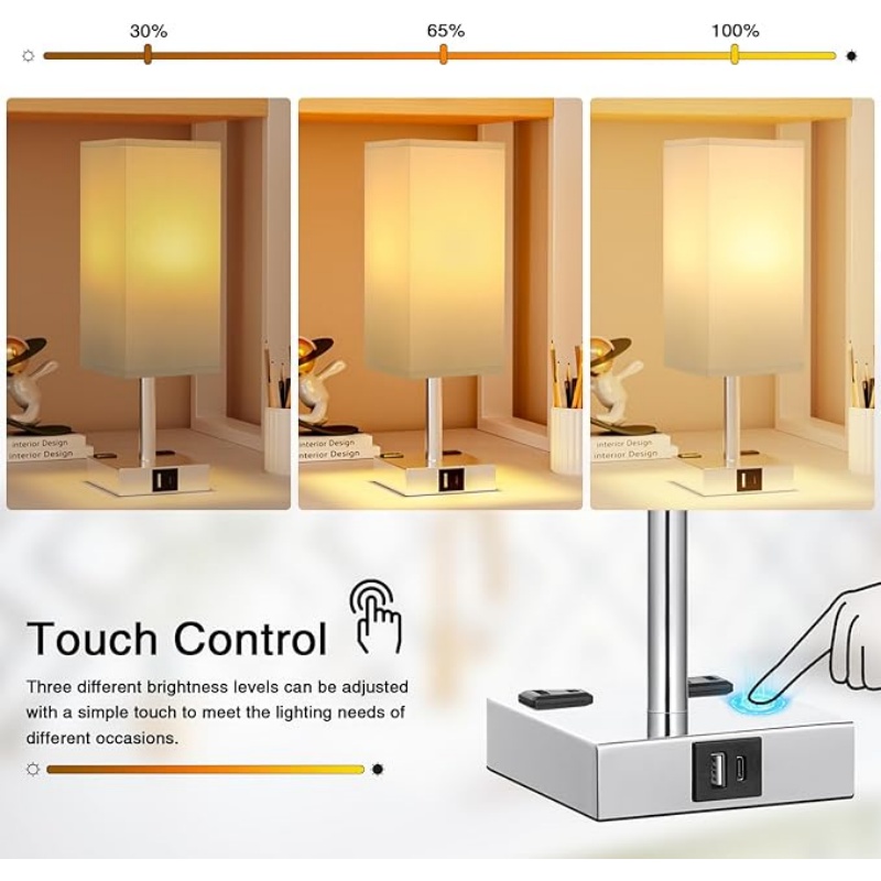 Touch Bedside Table Lamp For Nightstand